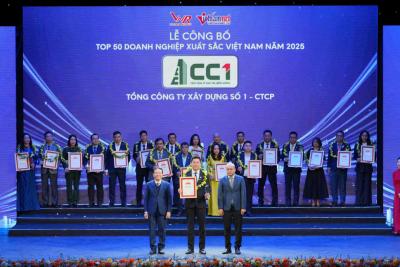 CC1 LỌT TOP 50 DOANH NGHIỆP XUẤT SẮC VIỆT NAM 2025: KHẲNG ĐỊNH VỊ THẾ HÀNG ĐẦU, NỘI LỰC VỮNG VÀNG TRONG LĨNH VỰC XÂY DỰNG