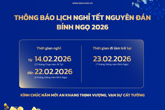 HIỆP HỘI SACA THÔNG BÁO LỊCH NGHỈ TẾT NGUYÊN ĐÁN BÍNH NGỌ 2026