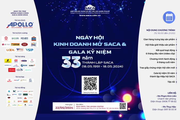 CHƯƠNG TRÌNH NGÀY HỘI KINH DOANH MỞ SACA VÀ GALA KỶ NIỆM 33 NĂM THÀNH LẬP SACA (18.05.1991 - 18.05.2024)