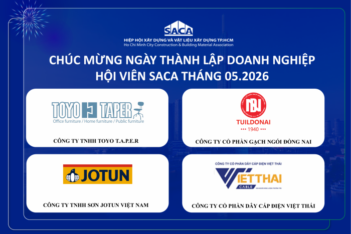 HIỆP HỘI SACA CHÚC MỪNG NGÀY THÀNH LẬP DOANH NGHIỆP HỘI VIÊN SACA THÁNG 05.2026