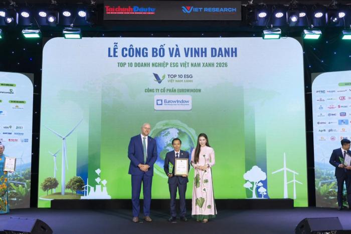 EUROWINDOW VINH DỰ ĐƯỢC VINH DANH TOP 10 DOANH NGHIỆP ESG VIỆT NAM XANH 2026