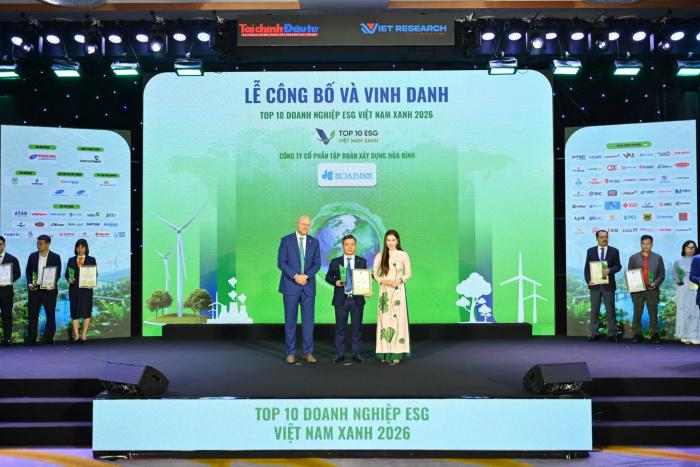 HÒA BÌNH ĐƯỢC XƯỚNG TÊN TẠI LỄ CÔNG BỐ VÀ VINH DANH DOANH NGHIỆP ESG VIỆT NAM XANH 2026