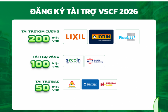 ĐỒNG HÀNH TÀI TRỢ CÙNG DIỄN ĐÀN PHÁT TRIỂN BỀN VỮNG NGÀNH XÂY DỰNG VIỆT NAM - VSCF 2026