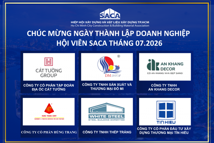 HIỆP HỘI SACA CHÚC MỪNG NGÀY THÀNH LẬP DOANH NGHIỆP HỘI VIÊN SACA THÁNG 07.2026
