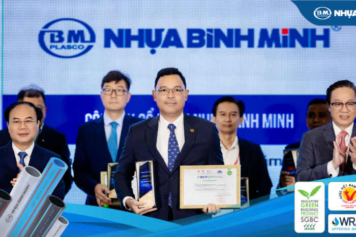NHỰA BÌNH MINH TỰ HÀO ĐÓN NHẬN GIẢI THƯỞNG DOANH NGHIỆP TIÊN PHONG PHÁT TRIỂN BỀN VỮNG CỦA NGÀNH XÂY DỰNG VIỆT NAM 2026 - VSCF
