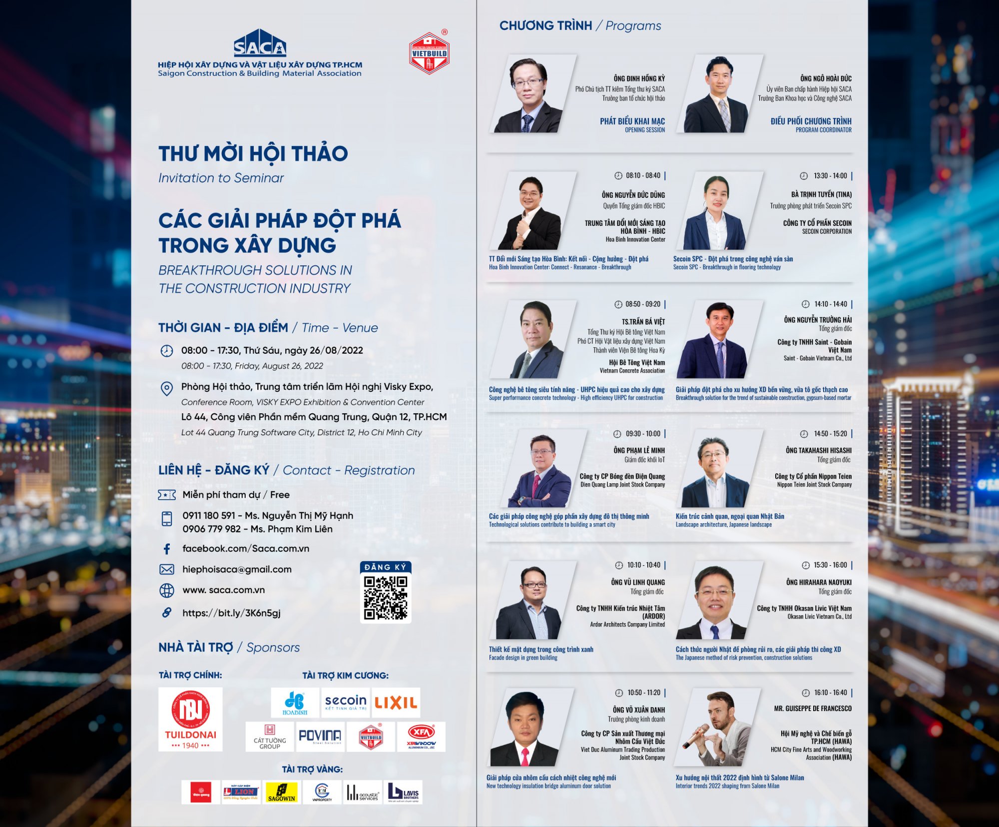 Thư mời tham dự hội thảo: GIẢI PHÁP ĐỘT PHÁ TRONG XÂY DỰNG ngày 26.08.2022