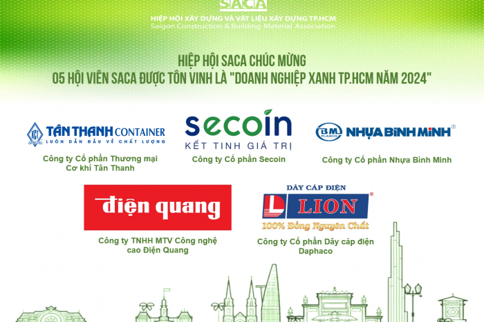 05 HỘI VIÊN SACA ĐƯỢC TÔN VINH LÀ DOANH NGHIỆP XANH THÀNH PHỐ HỒ CHÍ MINH NĂM 2024