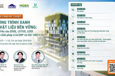 HỘI THẢO CHUYÊN ĐỀ CÔNG TRÌNH XANH & VẬT LIỆU BỀN VỮNG: TỪ YÊU CẦU CỦA EDGE, LEED, LOTUS ĐẾN GIẢI PHÁP LCA, EPD VÀ ISO 14021