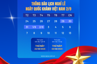 HIỆP HỘI SACA THÔNG BÁO LỊCH NGHỈ LỄ QUỐC KHÁNH 2/9/2026