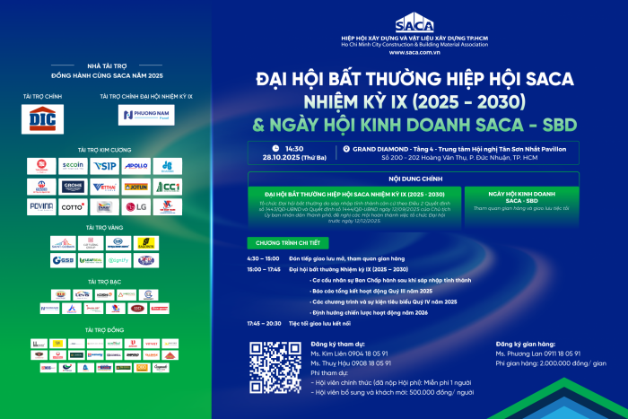 ĐẠI HỘI BẤT THƯỜNG HIỆP HỘI SACA NHIỆM KỲ IX (2025 – 2030) & NGÀY HỘI KINH DOANH SACA – SBD