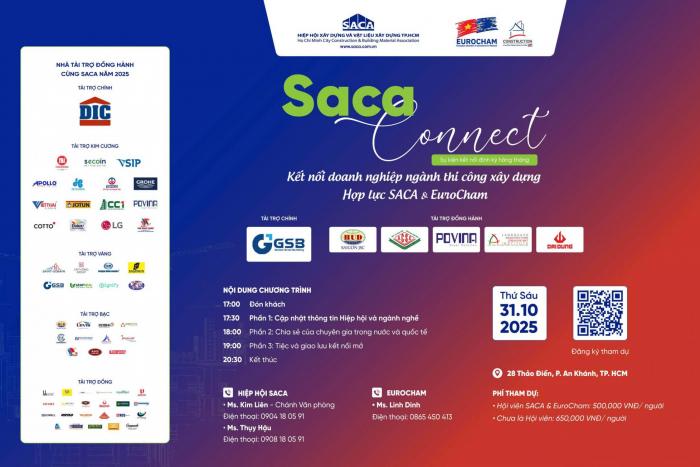 KHỞI ĐỘNG LẠI CHƯƠNG TRÌNH SACA CONNECT CHỦ ĐỀ KẾT NỐI DOANH NGHIỆP NGÀNH THI CÔNG XÂY DỰNG - HỢP LỰC SACA & EUROCHAM 