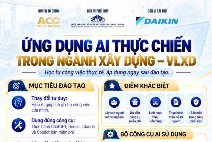 CHƯƠNG TRÌNH AI DÀNH CHO HIỆP HỘI XÂY DỰNG & VẬT LIỆU XÂY DỰNG TP.HCM (SACA)